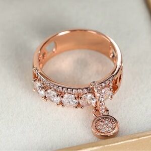 Elegant 14k Rose Gold Ring with Cubic Zirconia Accents Size 10